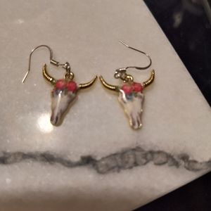 Cow head earrings fishhook style.
